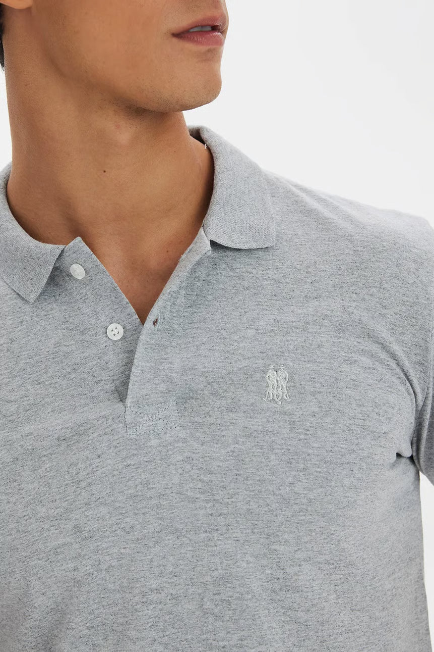 Polo Masculina Meia Mescla Claro