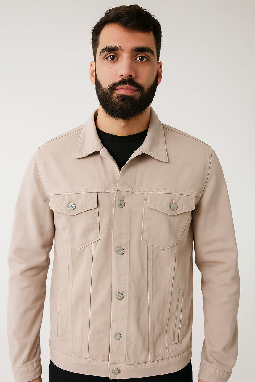 Jaqueta jeans masculina - Bege