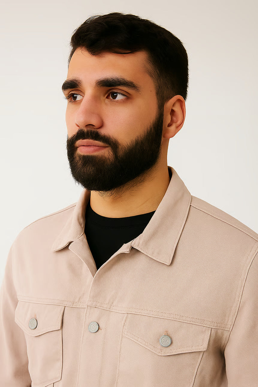 Jaqueta jeans masculina - Bege