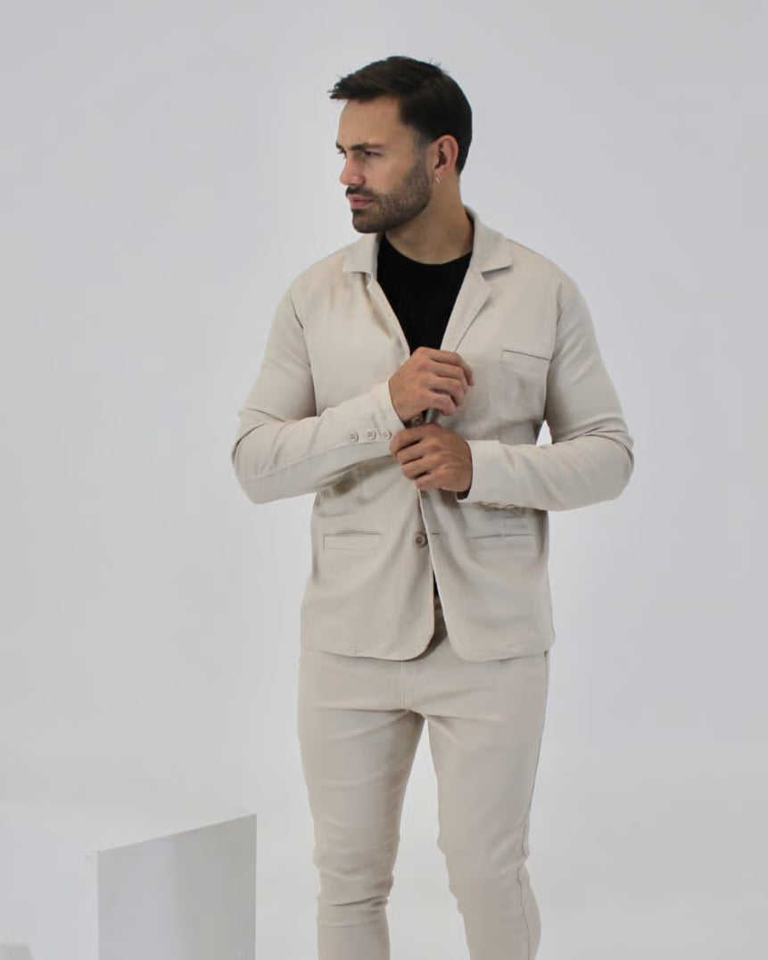 Blazer Sarja com Elastano - Beje