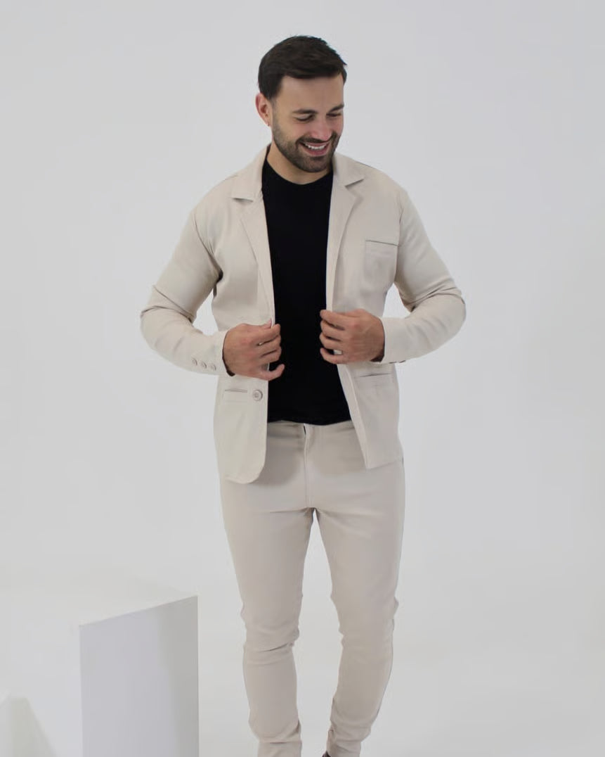 Blazer Sarja com Elastano - Beje