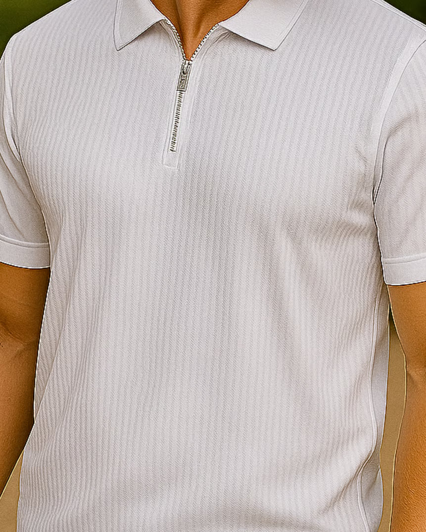 Camisa Polo Zíper Milano - Branca