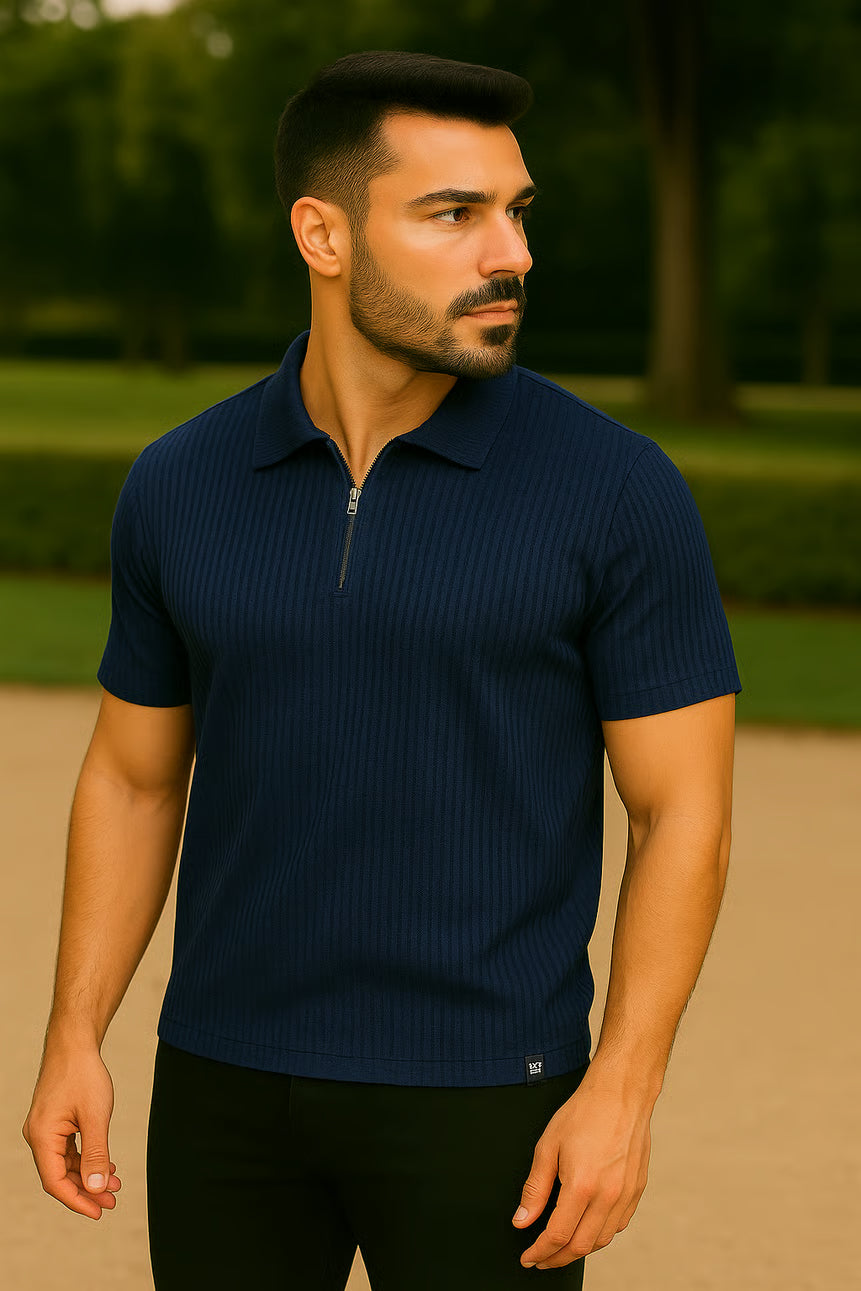 Camisa Polo Zíper Milano - Azul Marinho