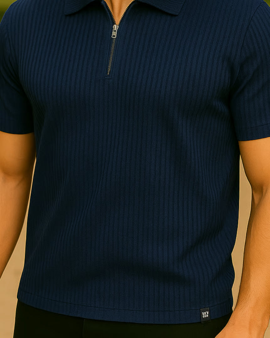 Camisa Polo Zíper Milano - Azul Marinho