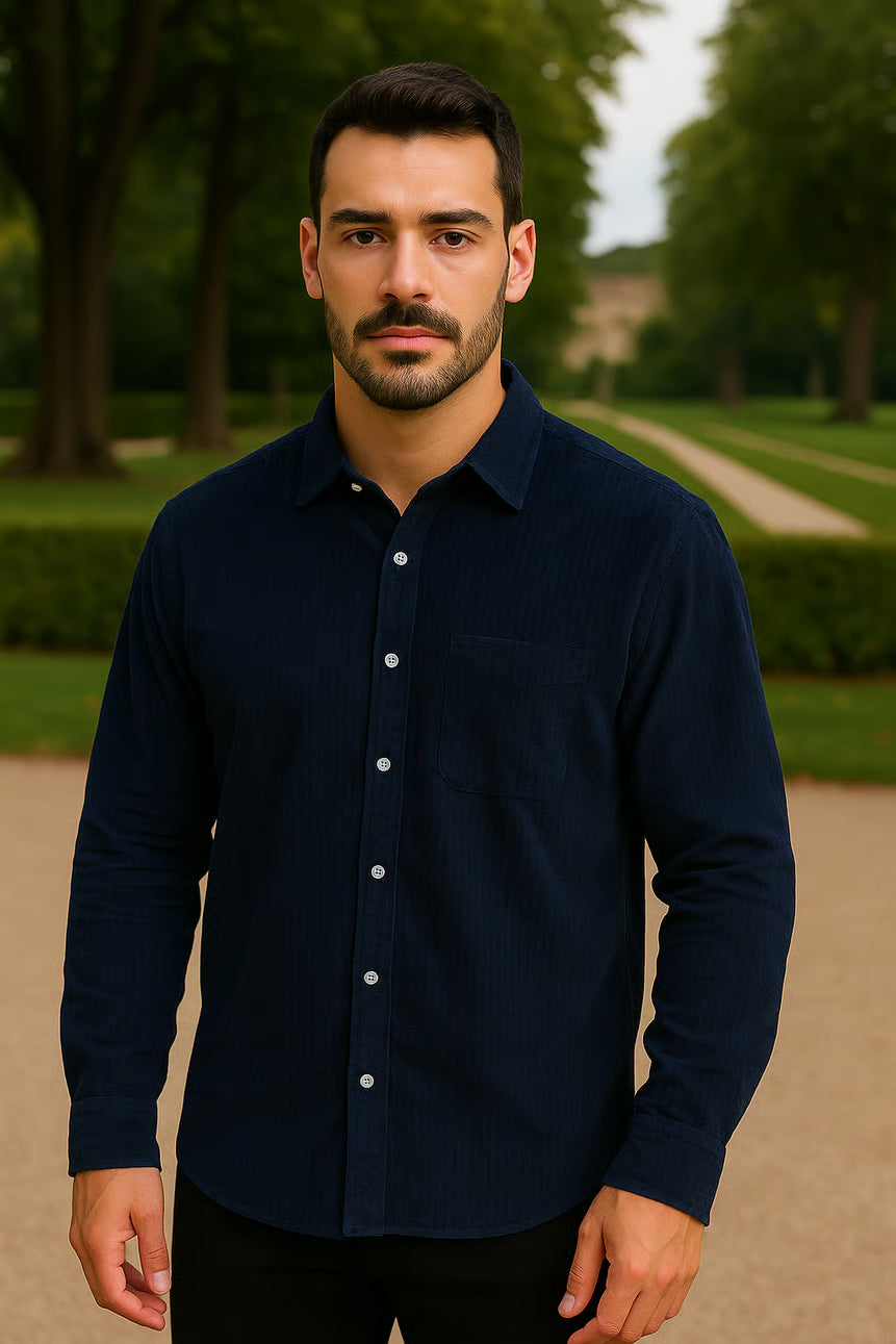 Camisa Social Clássica - Azul Marinho