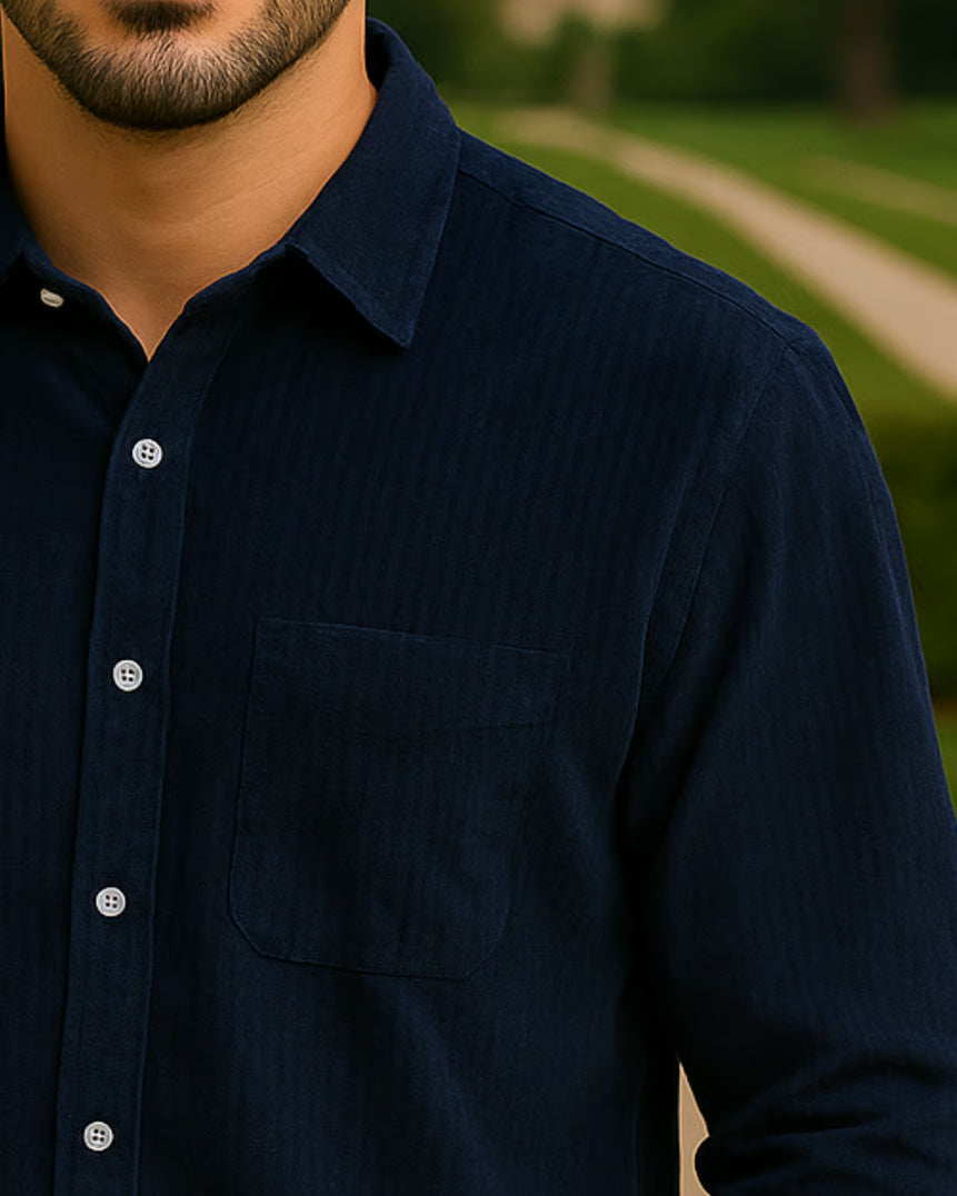 Camisa Social Clássica - Azul Marinho