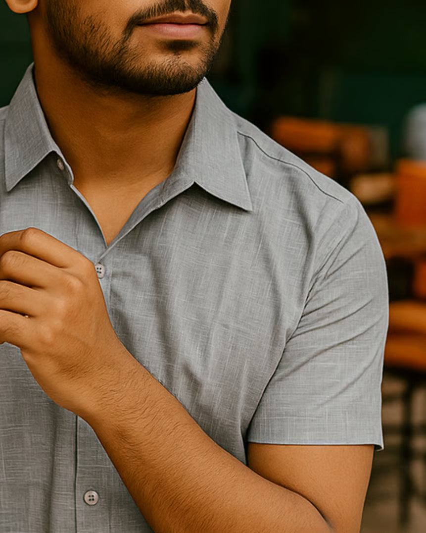 Camisa social - Cinza claro masculina